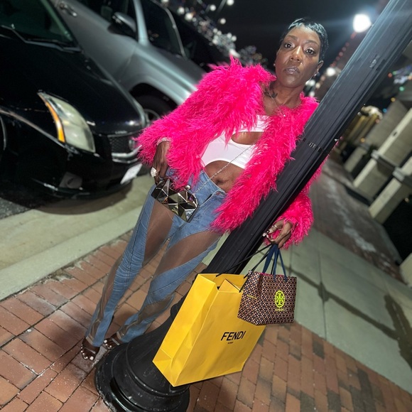 Twisted blue denim sheer pants (SOLD) - Picture 2 of 8